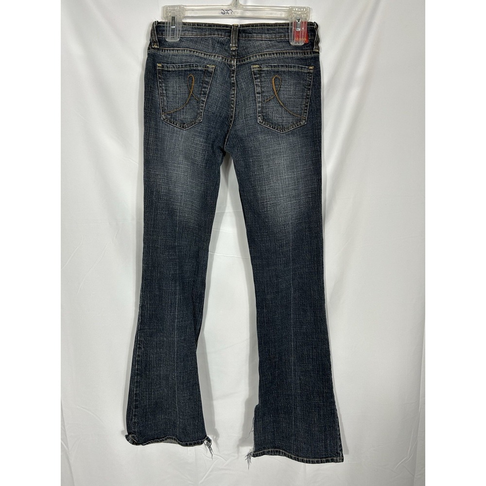 Vintage !iT Jeans Flare Jeans Womens Size 3/4 Y2K Grunge High Slit Raw Hem 00s - Picture 6 of 9